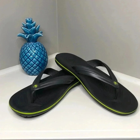 Crocs Crocband Flip Grey Lime Green - Picture 2 of 10